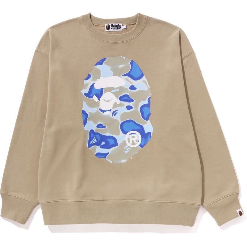 Men Bape Liquid Camo Ape Head Crewneck Sweat Relaxed Fit Sweatshirts Beige USA | MI7027107