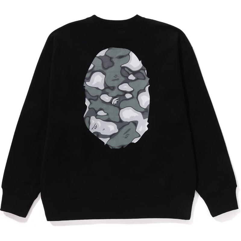 Men Bape Liquid Camo Ape Head Crewneck Sweat Relaxed Fit Sweatshirts Black USA | HU5329239