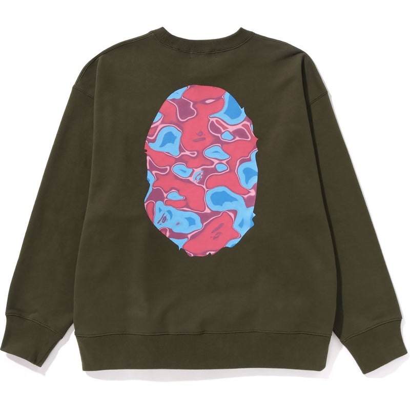 Men Bape Liquid Camo Ape Head Crewneck Sweat Relaxed Fit Sweatshirts Olivedrab USA | OE2990790