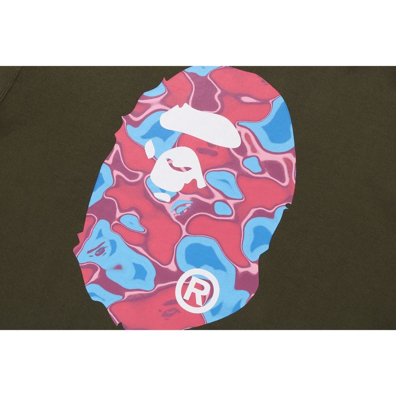 Men Bape Liquid Camo Ape Head Crewneck Sweat Relaxed Fit Sweatshirts Olivedrab USA | OE2990790