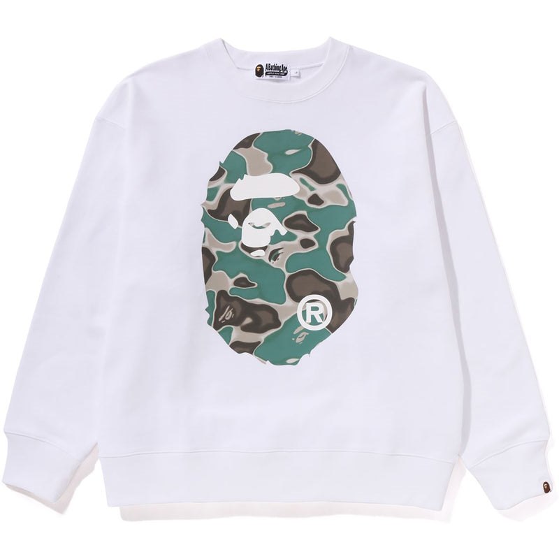 Men Bape Liquid Camo Ape Head Crewneck Sweat Relaxed Fit Sweatshirts White USA | BP8803083