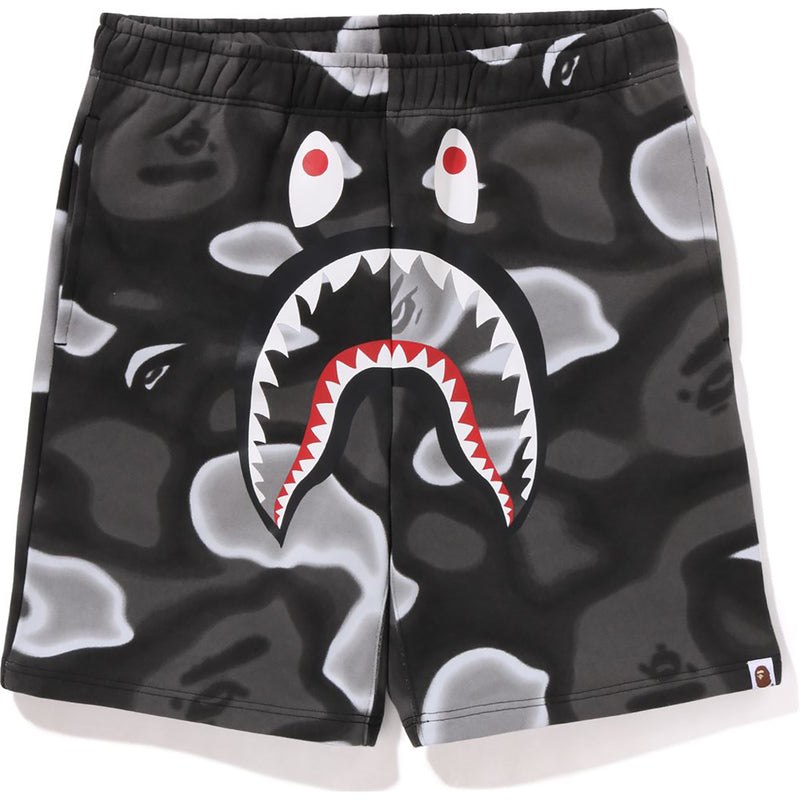 Men Bape Liquid Camo Shark Sweat Shorts Shorts Black USA | MI8430640