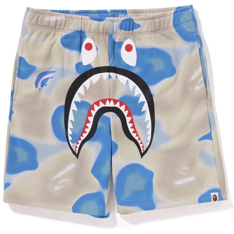 Men Bape Liquid Camo Shark Sweat Shorts Shorts Blue USA | DG9468848