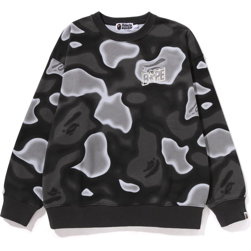 Men Bape Liquid Camo Sta Relaxed Fit Crewneck Sweat Sweatshirts Black USA | GF1332432