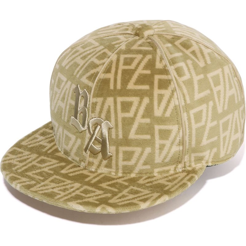 Men Bape Logo Monogram Velour Cap Caps Beige USA | GQ8361831