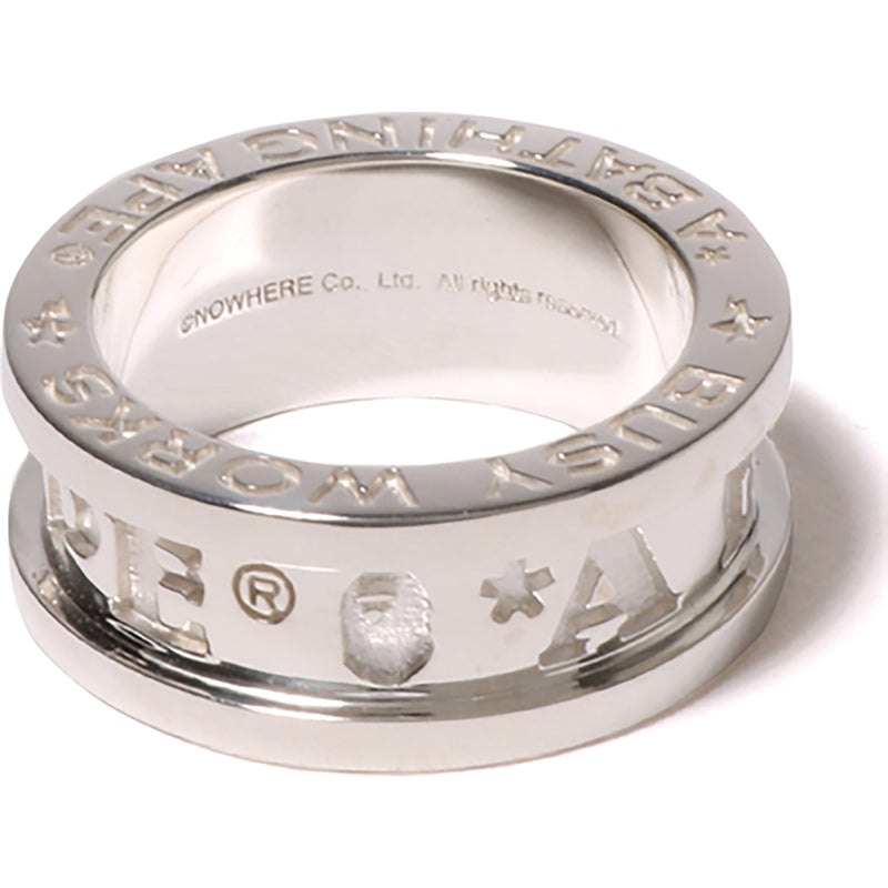 Men Bape Logo Ring Accessories Silver USA | QE5780870