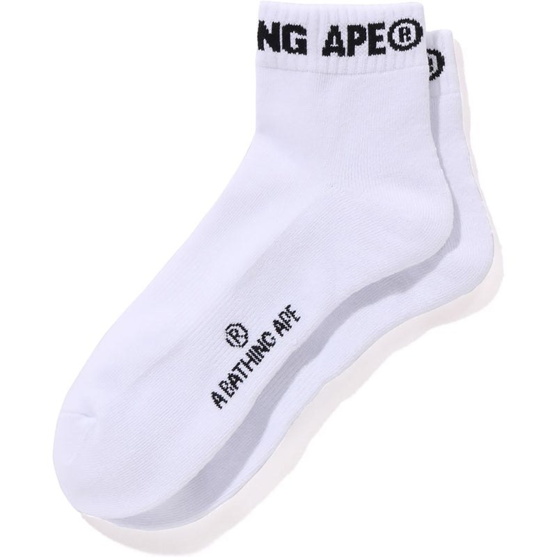 Men Bape Logo Short Socks Socks White USA | RQ2608168