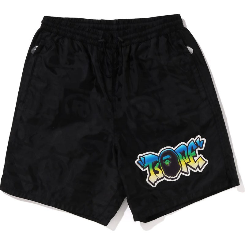 Men Bape Lux Sport Pattern Jacquard Nylon Shorts Shorts Black USA | WC1821781