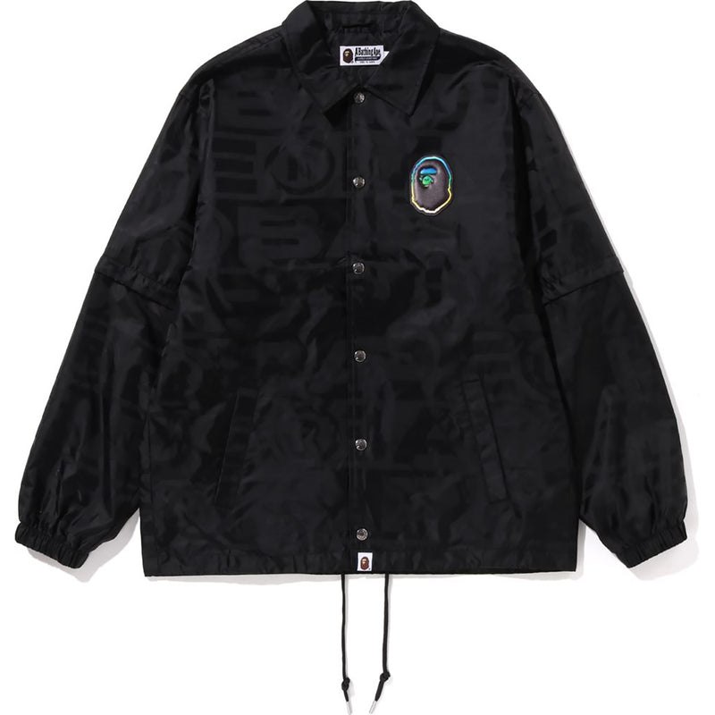 Men Bape Lux Sport Pattern Jaquard Detachable Coach Jacket Jackets Black USA | DR0788678