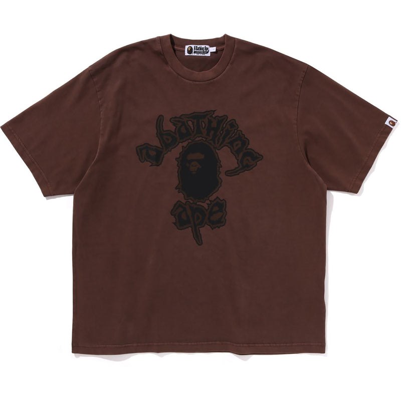 Men Bape Mad College Garment Dyed Relaxed Fit Tee Cut And Sewn Brown USA | NW4597057