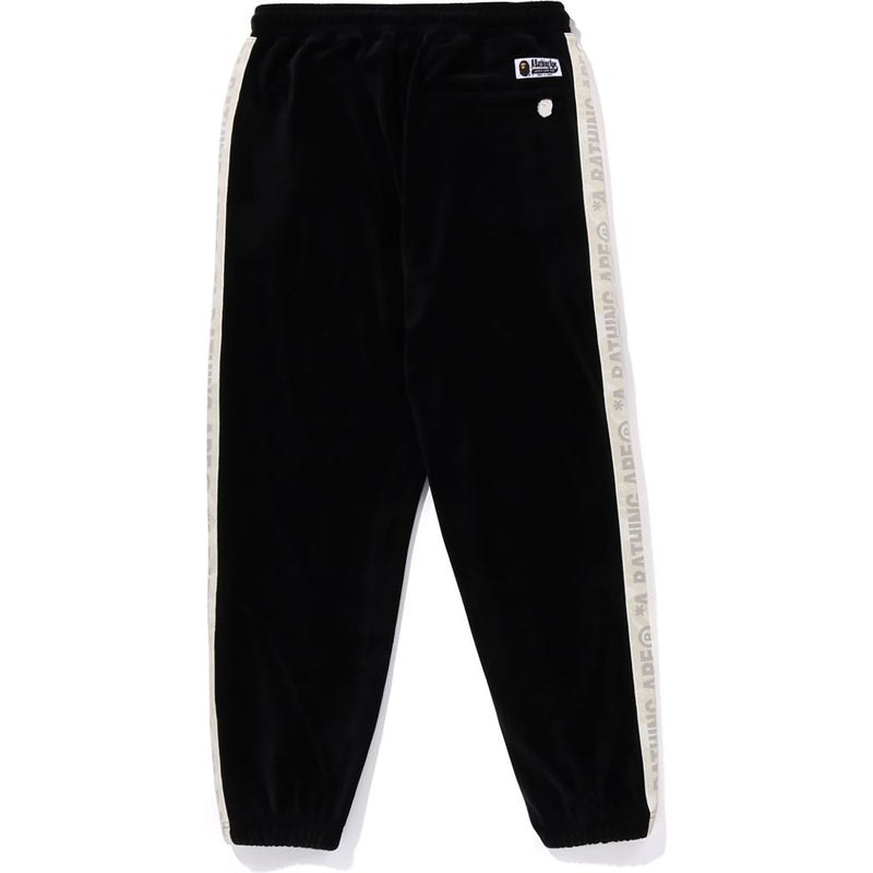 Men Bape Metal Logo Pin Velour Pants Pants Black USA | DR4998098