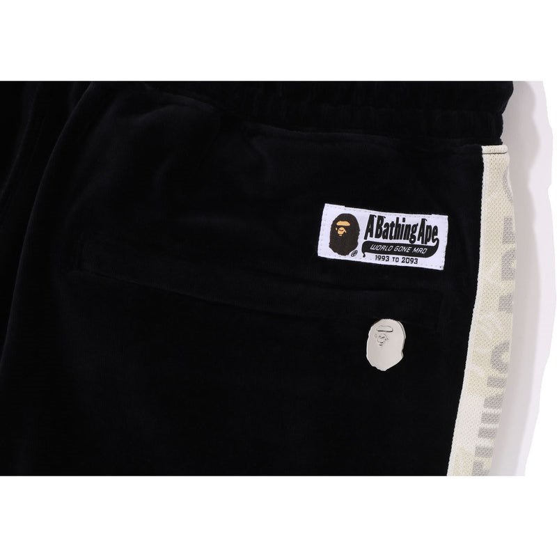 Men Bape Metal Logo Pin Velour Pants Pants Black USA | DR4998098