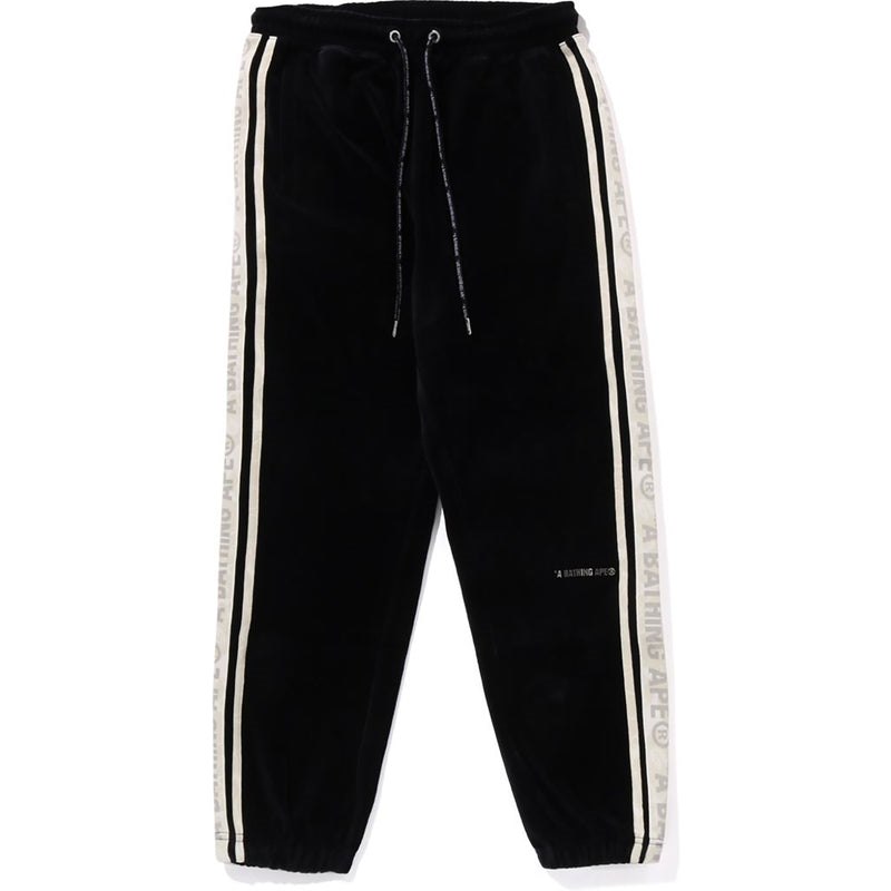 Men Bape Metal Logo Pin Velour Pants Pants Black USA | DR4998098