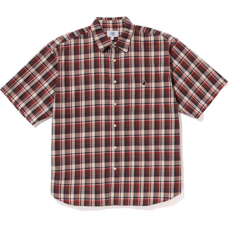 Men Bape Mini Check Loose Fit S/S Shirt Shirts Red USA | CC5157217