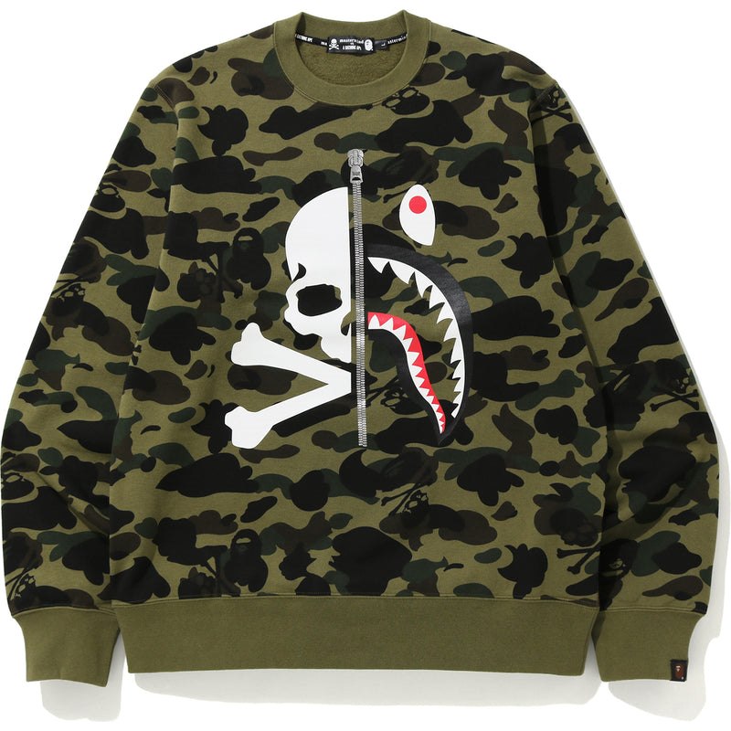 Men Bape Mm Crewneck Sweatshirts Green USA | SJ6609769