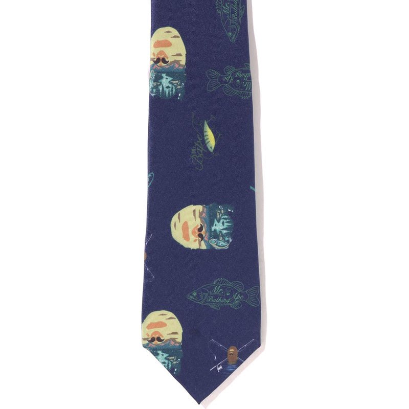 Men Bape Mr. Bathing Ape Tie Accessories Navy USA | IR6642062