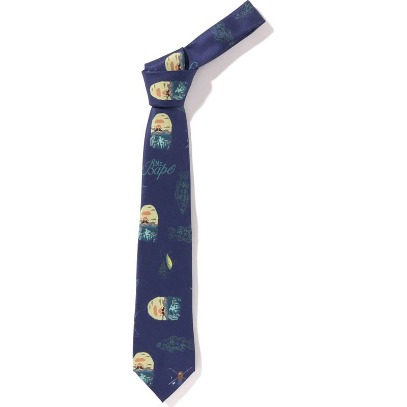 Men Bape Mr. Bathing Ape Tie Accessories Navy USA | IR6642062