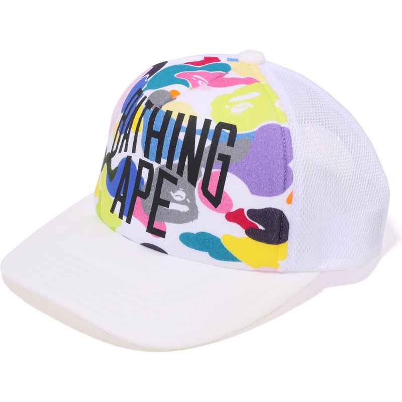 Men Bape Multi Camo Nyc Logo Mesh Cap Caps White USA | FG4371031