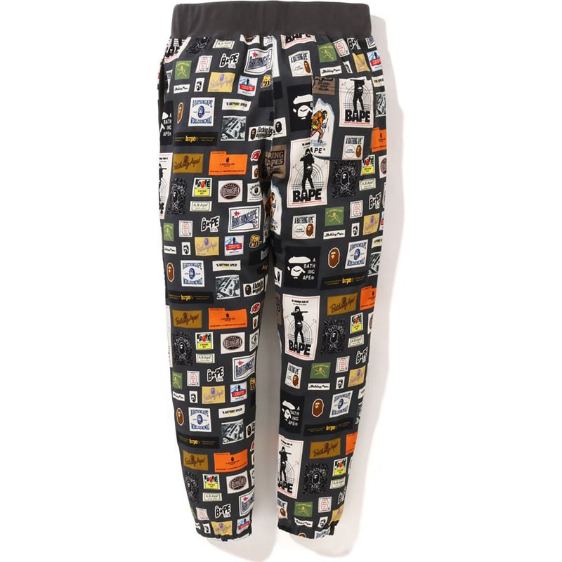 Men Bape Multi Label Sweat Pants Pants Black USA | SB1974194