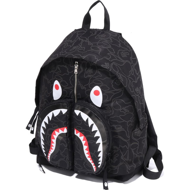 Men Bape Neon Camo Shark Day Pack Bags Black USA | JI2450340