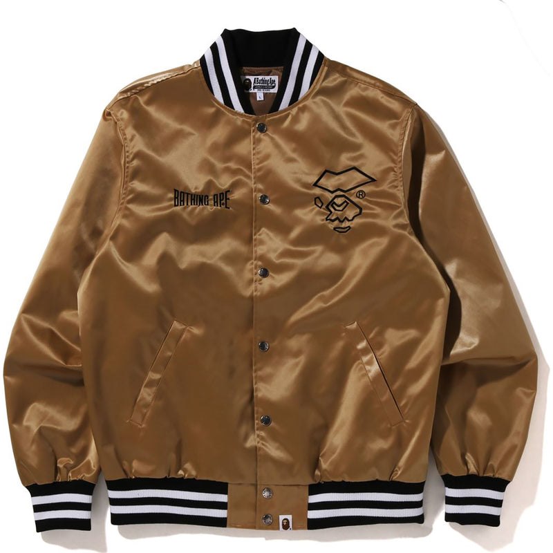 Men Bape Nylon Varsity Jacket Jackets Gold USA | OX1032402