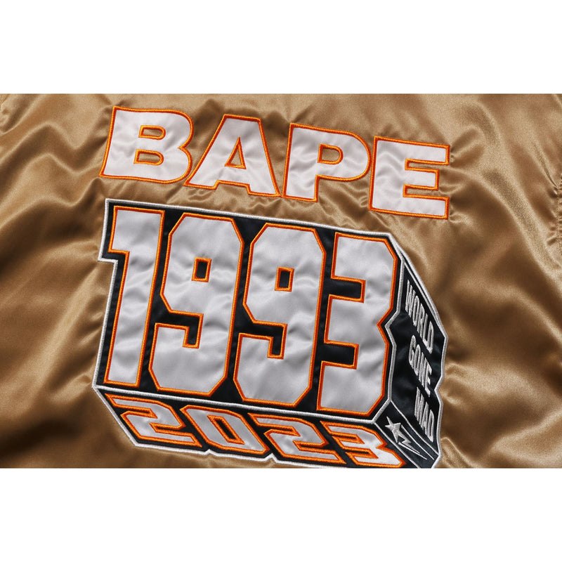 Men Bape Nylon Varsity Jacket Jackets Gold USA | OX1032402