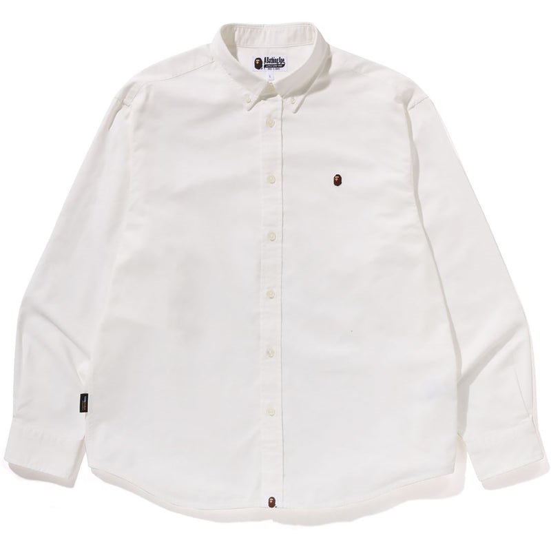 Men Bape One Point Oxford Shirt Shirts White USA | KI4785075