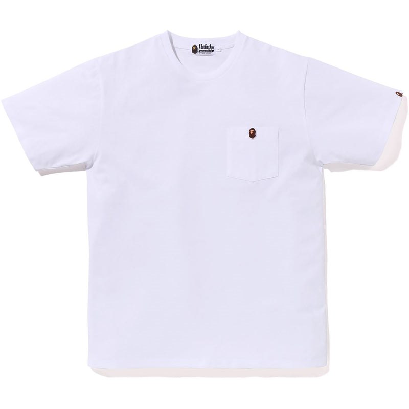 Men Bape One Point Pocket Tee Bapec Cut And Sewn White USA | ZN1943193