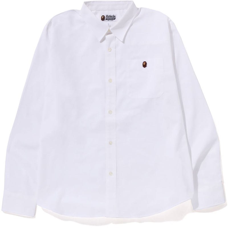 Men Bape Oxford Relaxed Fit Shirt Shirts White USA | VX8358938