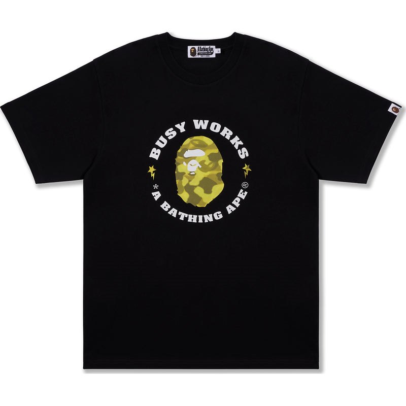 Men Bape Radiation Camo Busy Works Tee Cut And Sewn Black USA | YP4599859