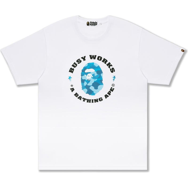 Men Bape Radiation Camo Busy Works Tee Cut And Sewn White USA | MI7370130