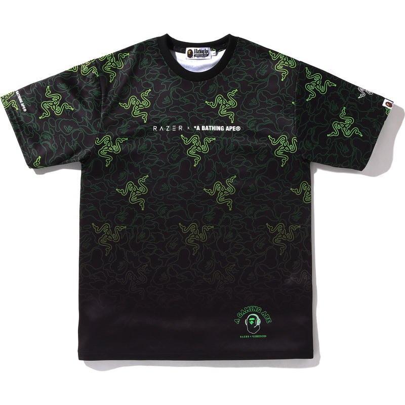 Men Bape Razer X A Bathing Ape Neon Camo Team Tee Cut And Sewn Green USA | GQ6201221