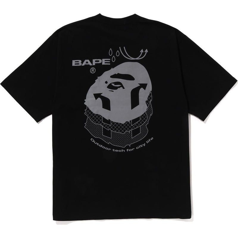 Men Bape Reflective Print Tee Relaxed Fit Cut And Sewn Black USA | QO6363633