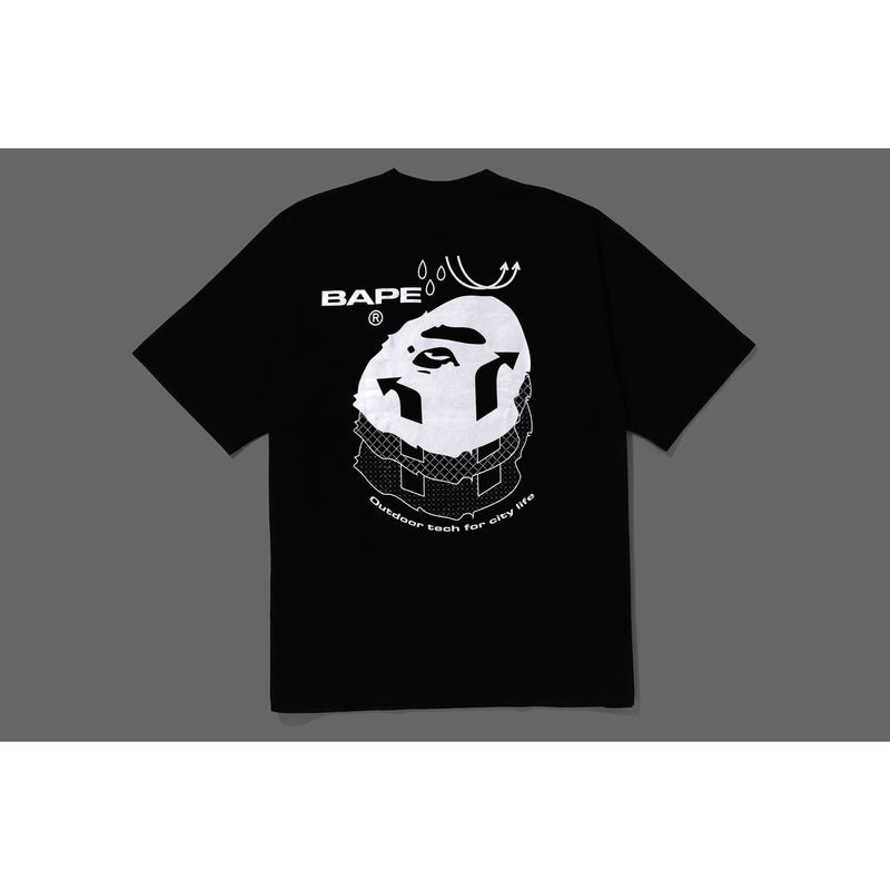 Men Bape Reflective Print Tee Relaxed Fit Cut And Sewn Black USA | QO6363633