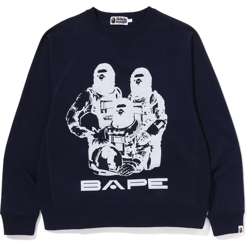 Men Bape Relaxed Fit Crewneck Sweatshirts Navy USA | UO5915095