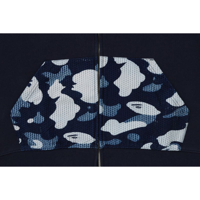 Men Bape Sashiko Camo Relaxed Fit Zip Hooodie Sweatshirts Indigo USA | PT8025705