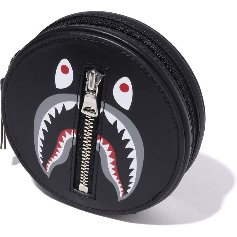 Men Bape Shark Leather Wallet Bags Black USA | YK6344234