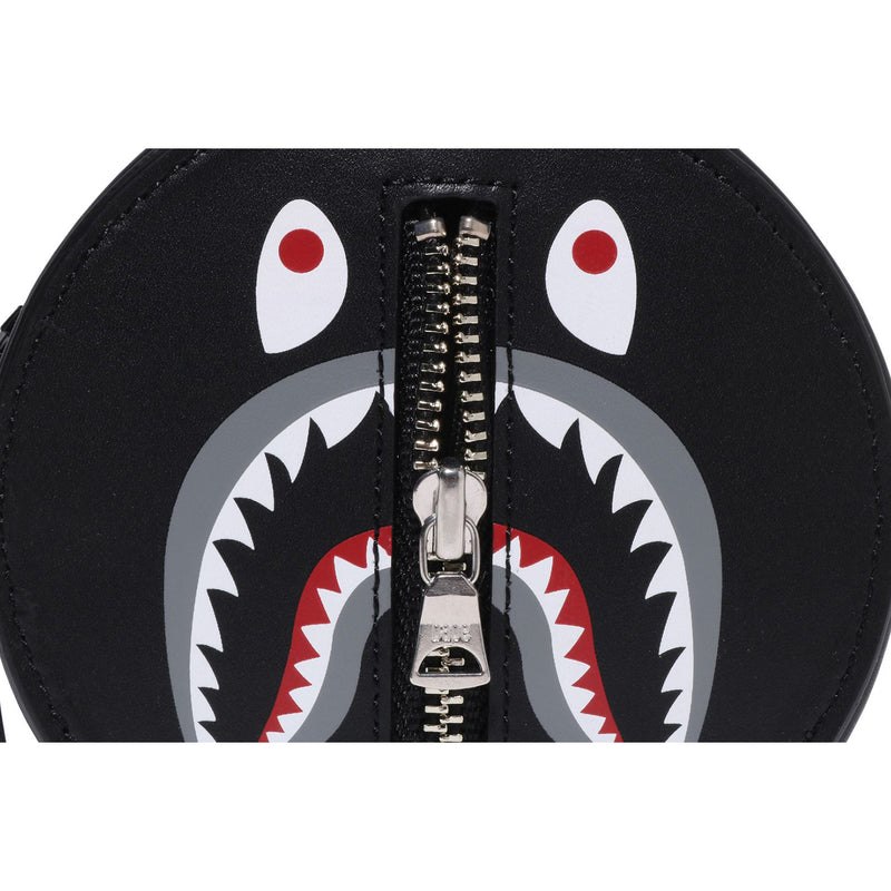 Men Bape Shark Leather Wallet Bags Black USA | YK6344234