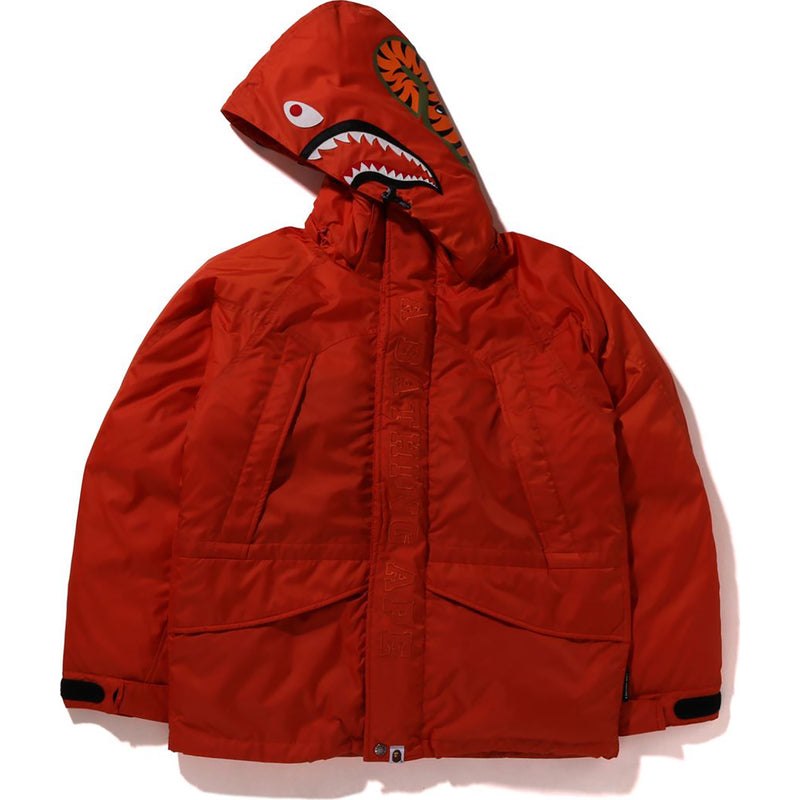 Men Bape Shark Snowboard Down Jacket Jackets Orange USA | ID1109119