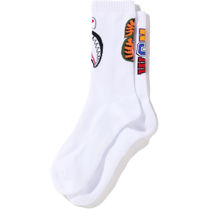 Men Bape Shark Socks Socks White USA | MU9188718