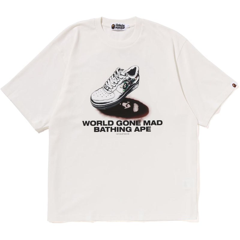 Men Bape Shoes Graphic Tee Cut And Sewn White USA | SC3806986