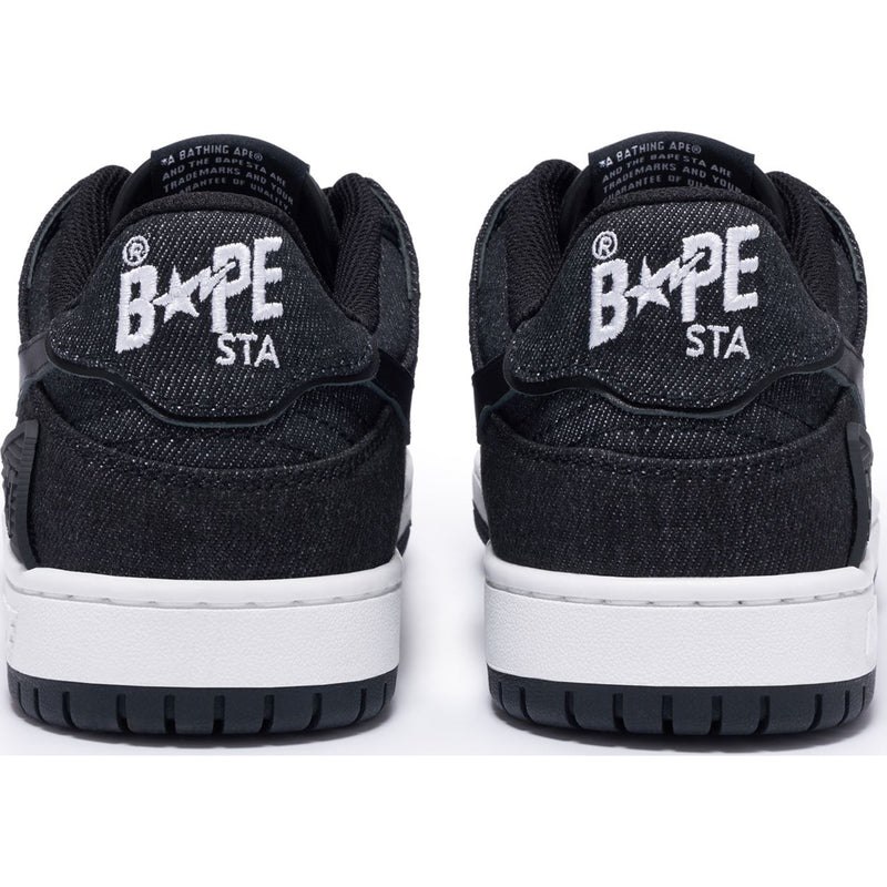 Men Bape Sk8 Sta Denim Sneakers Black USA | UT0034904