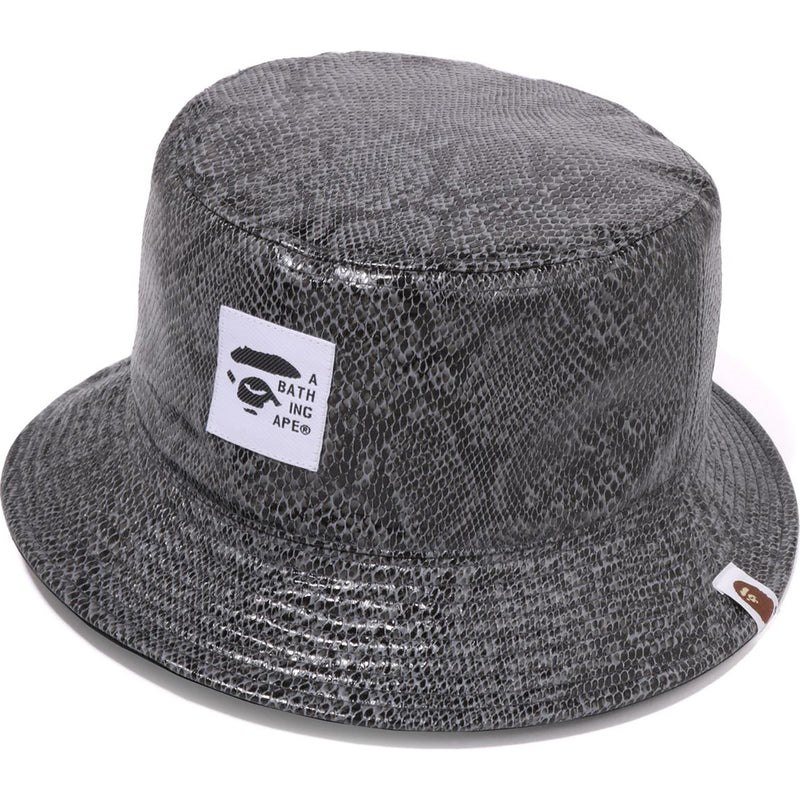 Men Bape Snake Reversible Bucket Hat Caps Gray USA | BB5479149