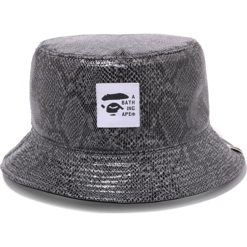 Men Bape Snake Reversible Bucket Hat Caps Gray USA | BB5479149