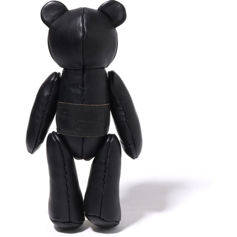 Men Bape Solid Camo Leather Bear Plush Doll 25cm Figure Black USA | AX4640160