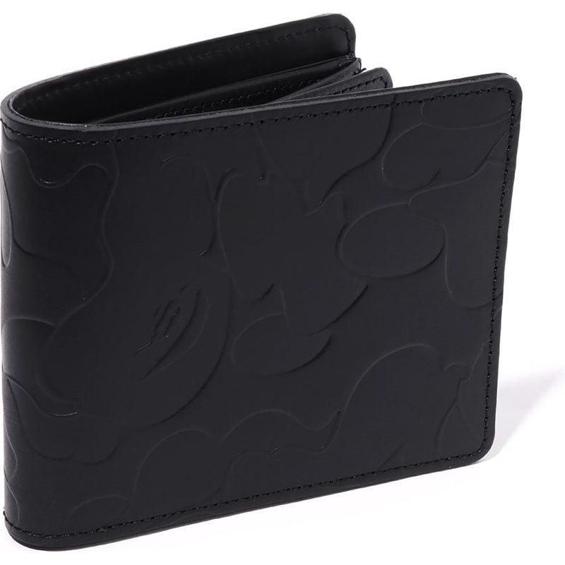 Men Bape Solid Camo Leather Wallet #1 Bags Black USA | HM5798978