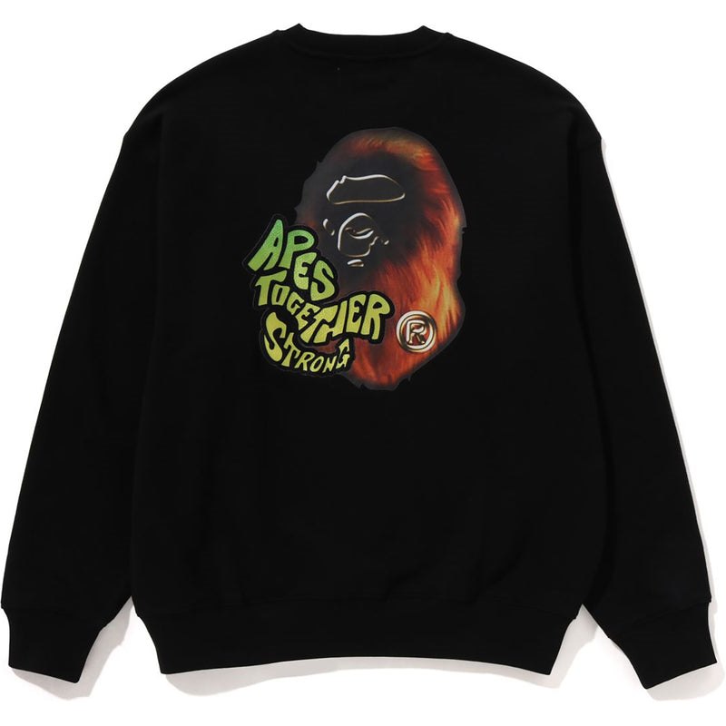 Men Bape Sport Graphic Crewneck Sweatshirts Black USA | VK8519259