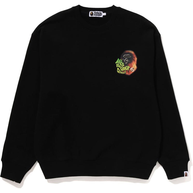 Men Bape Sport Graphic Crewneck Sweatshirts Black USA | VK8519259