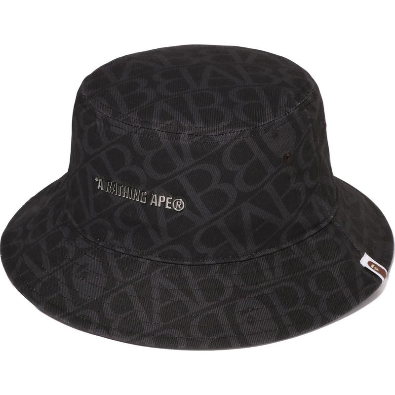 Men Bape Sport Monogram Bucket Hat Caps Black USA | ZA9314734