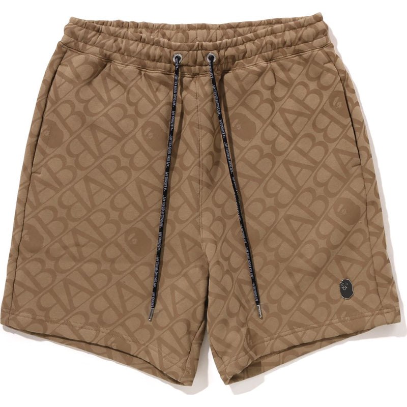 Men Bape Sport Monogram Metal Logo Pin Sweat Shorts Shorts Beige USA | PJ7718378